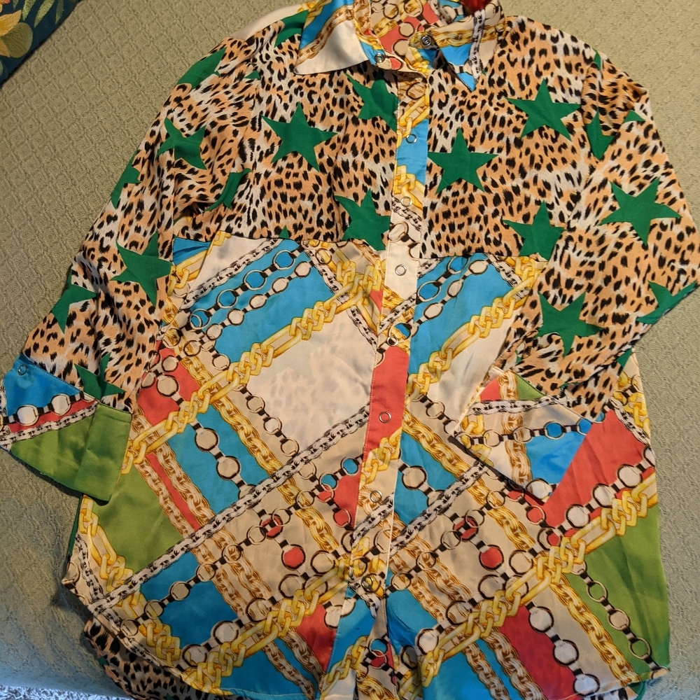 Shein snap blouse